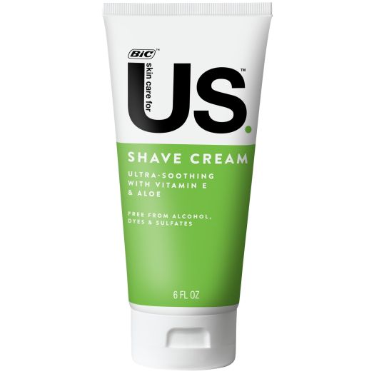 BIC Us Ultra-Soothing Shave Cream with Vitamin E and Aloe, Moisturizing to Avoid Dryness, Unisex, 6 Ounces