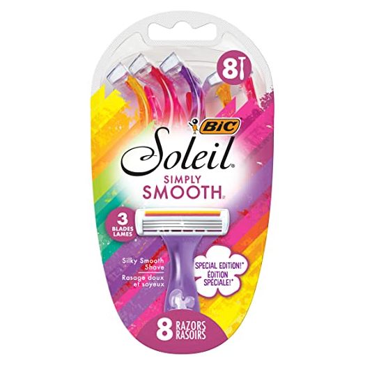 BIC Soliel Simply Smooth Disposable Razors for Women, Vitamin E Strip, 3 Blades