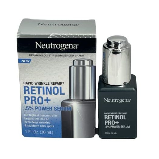 Neutrogena Rapid Wrinkle Repair Retinol Pro+.5% Power Facial Serum, Gentle Anti-Aging Face Serum with.5% Pure Retinol & Nourishing Emollients, Non-Comedogenic, Paraben-Free, 1 fl. oz