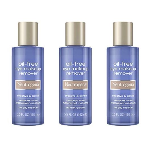 Neutrogena Gentle Oil-Free Eye Makeup Remover & Cleanser for Sensitive Eyes, Non-Greasy Makeup Remover, Removes Waterproof Mascara, Dermatologist & Ophthalmologist Tested, 3 x 5.5 fl. oz