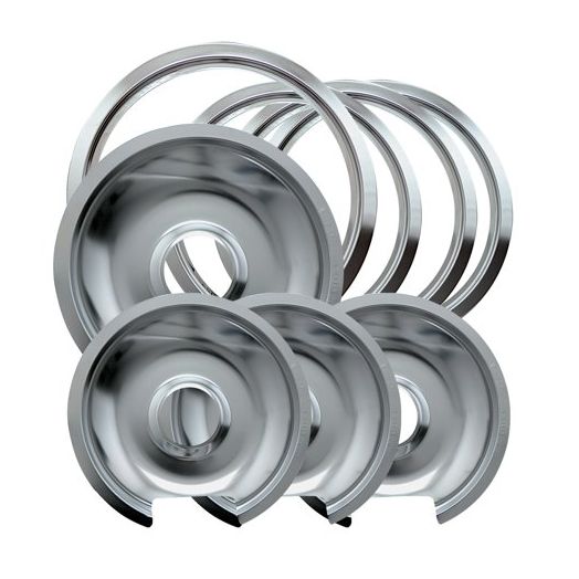 Range Kleen Chrome GE and Hotpoint Drip Pans, 8 Pack