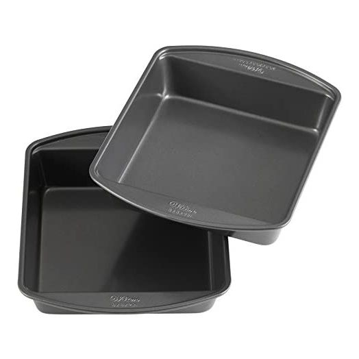 Wilton Perfect Results Premium Non-Stick 8-Inch Square Cake Pans, Set of 2, Steel Bakeware Set
