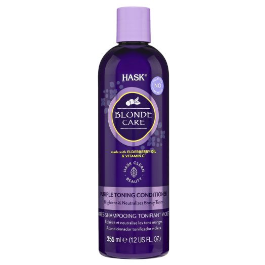 Hask Blonde Care Color Protection & Moisturizing Sulfate-Free Purple Toning Conditioner with Elderberry Oil, Vitamin C, 12 fl oz