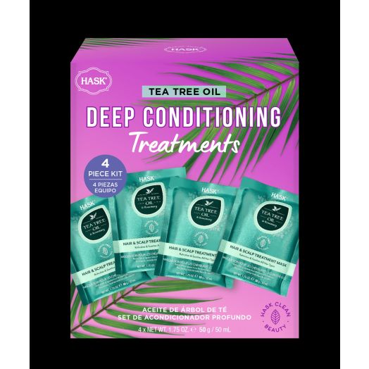 HASK Tea Tree Oil & Rosemary Hair & Scalp Treatment Mask, 4-Pack (1.75 oz Each)