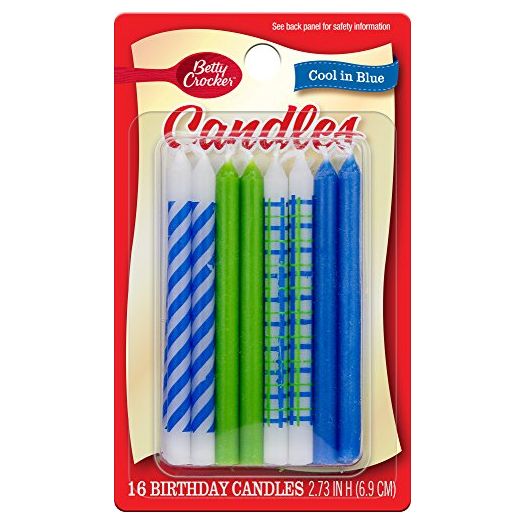 Betty Crocker Cool in Blue Birthday Candles, 16 Count (Pack of 1)