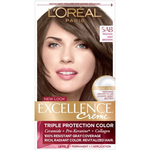 L'Oreal Paris Excellence Crème, 5AB Mocha Ash Brown Level 3 Permanent Hair Color, 1 Application