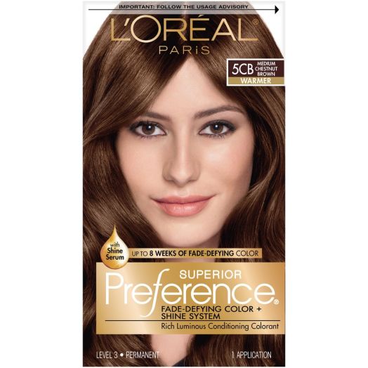 L'Oreal Paris Superior Preference 5CB Medium Chestnut Brown Warmer Hair Color, 1 Application