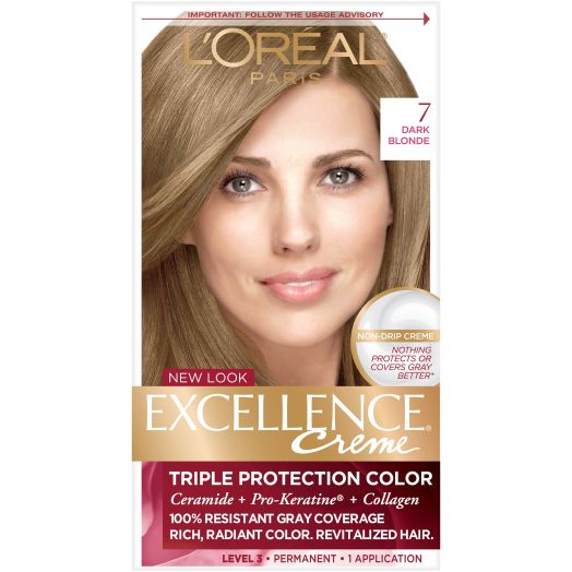 L'Oreal Paris Excellence Creme 7 Dark Blonde Level 3 Permanent Hair Color, 1 Application