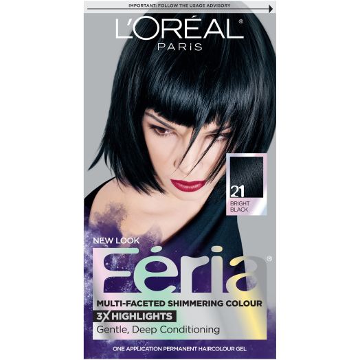 L'Oreal Paris Feria Multi-Faceted Shimmering Permanent Hair Color, 21 Starry Night (Bright Black), 1 Kit