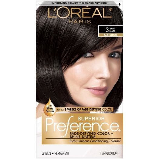 L'Oreal Paris Superior Preference 3 Soft Black Natural Level 3 Permanent Hair Color, 1 Application