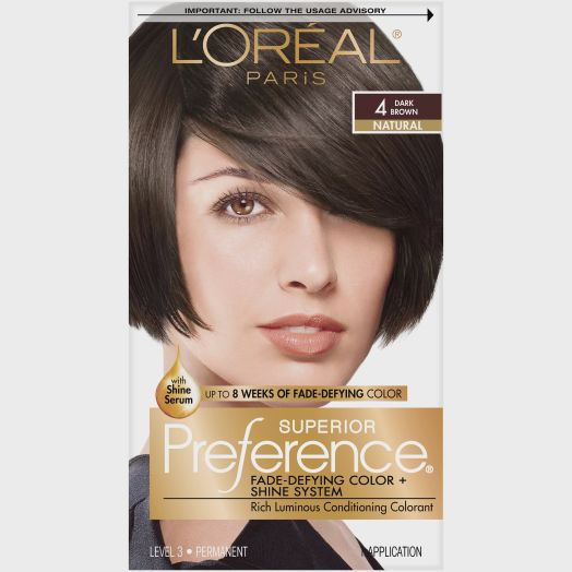 L'Oreal Paris Superior Preference 4 Dark Brown Natural Level 3 Permanent Hair Color, 1 Application