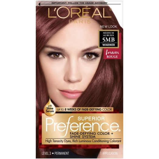 L'Oreal Paris Superior Preference Fade-Defying Shine Permanent Hair Color, 5MB Medium Auburn, 1 Kit