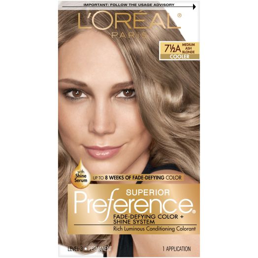 L'Oreal Paris Superior Preference Fade-Defying Shine Permanent Hair Color, 7.5A Medium Ash Blonde, 1 Kit