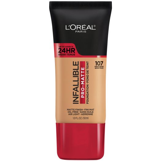 L'Oreal Paris Infallible Pro-Matte Blendable Foundation, Oil Free, 107 Fresh Beige, 1 fl oz