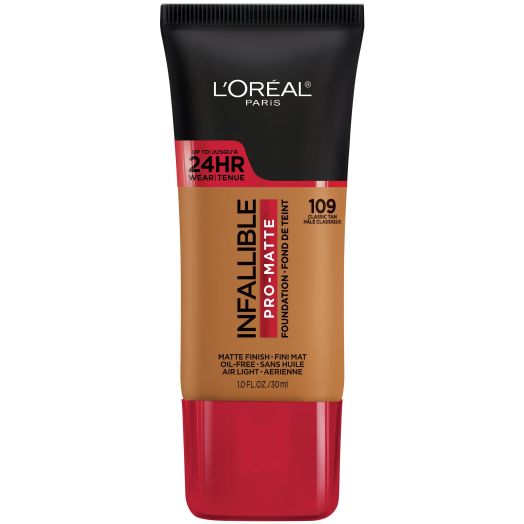 L'Oreal Paris Infallible Pro-Matte Blendable Foundation, Oil Free, 109 Classic Tan, 1 fl oz