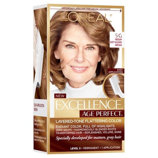 L'Oreal Paris Age Perfect Permanent Hair Color, 5G Medium Soft Golden Brown, 1 kit