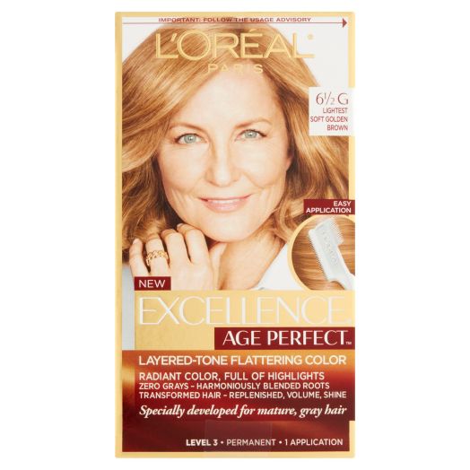 L'Oreal Paris Age Perfect Permanent Hair Color, 6 1/2 G Lightest Soft Golden Brown, 1 kit