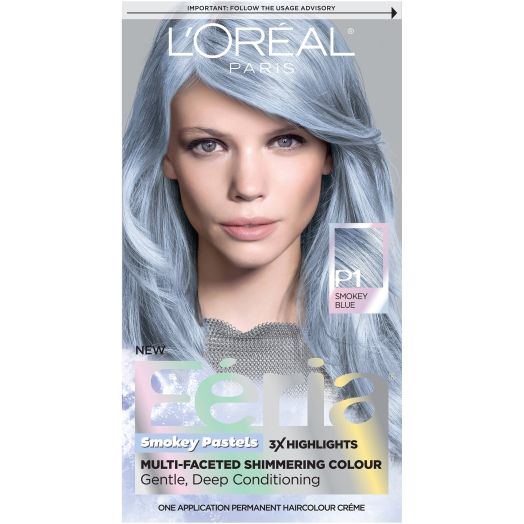 L'Oreal Paris Feria Multi-Faceted Shimmering Permanent Hair Color, P1 Sapphire Smoke (Smokey Blue), 1 Kit