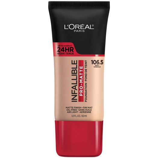 L'Oreal Paris Infallible Pro-Matte Blendable Foundation, Oil Free, 106.5 Shell, 1 fl oz
