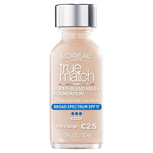 L'Oreal Paris Makeup True Match Super-Blendable Liquid Foundation, Ivory Beige C2.5, 1 Fl Oz,1 Count