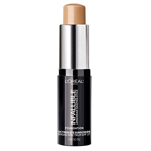 L'Oreal Paris Makeup Infallible Longwear Shaping Stick Foundation, 408 Tan, 1 Tube, 0.32 Ounce
