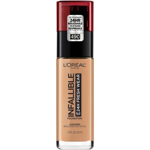 L'Oreal Paris Infallible 24 Hour Fresh Wear Foundation, Lightweight, Golden Amber, 1 fl. oz.