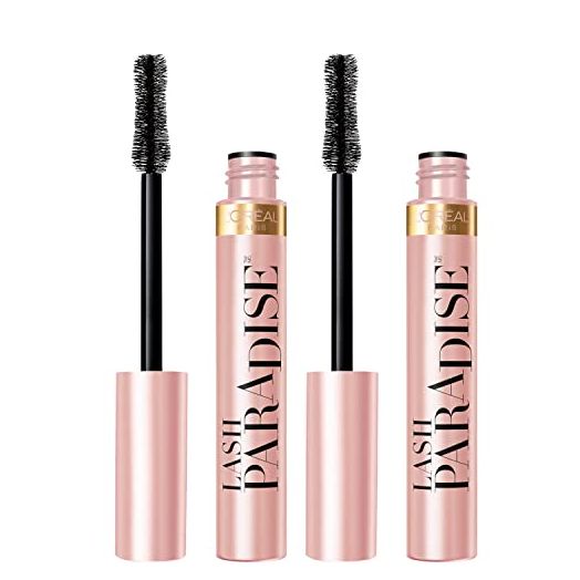 L'Oreal Paris Voluminous Makeup Lash Paradise Mascara, Voluptuous Volume, Intense Length, Feathery Soft Full Lashes, No Flaking, No Smudging, No Clumping, Blackest Black, 0.25 Fl Oz (Pack of 2)