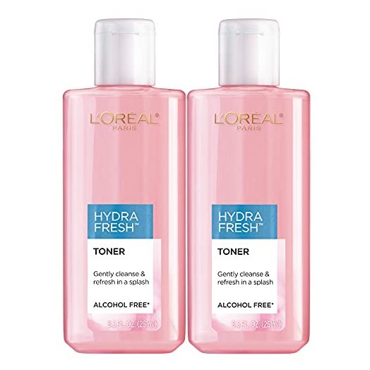 L'Oreal Paris Skincare HydraFresh Toner Face Toner, Alcohol Free Toner with Pro-Vitamin B5 for a Smoother, Brighter Complexion, 2 Count