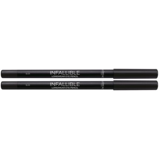 L'Oreal Paris Infallible Pro-Last Waterproof Up to 24HR Pencil Eyeliner, Black, 2 Count