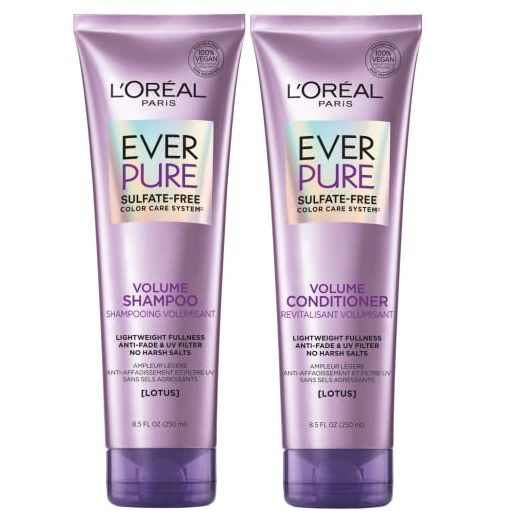 L'Oreal Paris EverPure Volume Sulfate Free Shampoo and Conditioner for Color-Treated Hair, 8.5 Ounce (Set of 2)