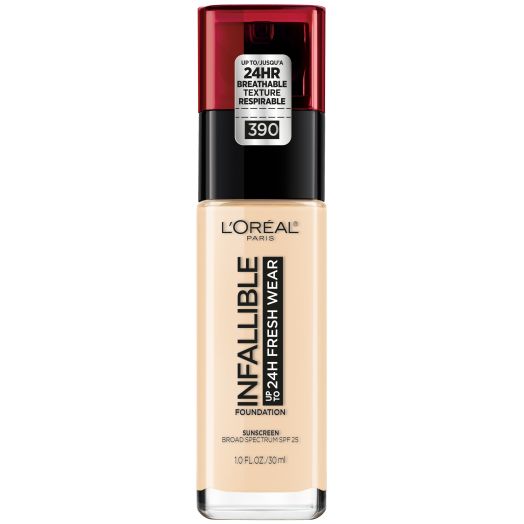 L'Oreal Paris Infallible 24 Hour Fresh Wear Foundation, Lightweight, Snow, 1 fl. oz.