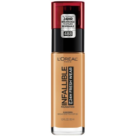 L'Oreal Paris Infallible 24 Hour Fresh Wear Foundation, Lightweight, Caramel, 1 fl. oz.