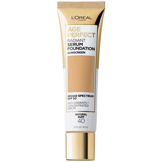 L'Oreal Paris Age Perfect Radiant Serum Foundation with SPF 50, Natural Buff, 1 fl. oz.