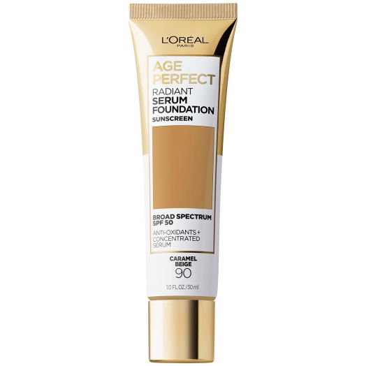 L'Oreal Paris Age Perfect Radiant Serum Foundation with SPF 50, Caramel Beige, 1 fl. oz.
