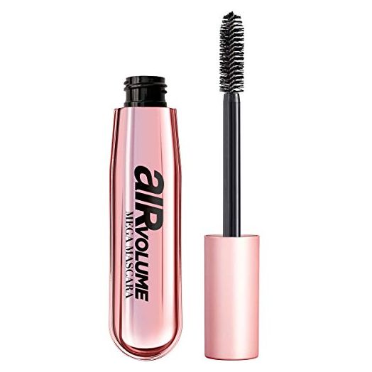 L'Oreal Paris Makeup Air Volume Mega Mascara, Lightweight & Long-lasting Volumizing Mascara for Voluminous Eyelashes, Washable Blackest Black, 0.3 Fl Oz