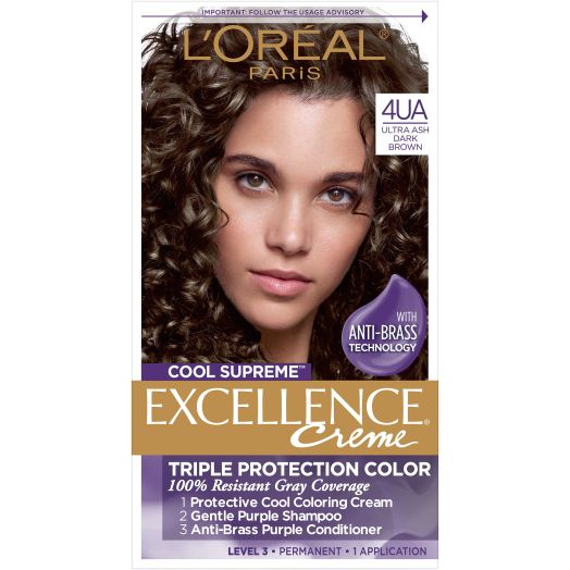 L'Oreal Paris Excellence Cool Supreme Permanent Gray Coverage Hair Color, Ultra Ash Dark Brown, 1 Kit