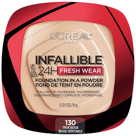 L'Oreal Paris Infallible Up to 24H Fresh Wear Foundation in a Powder, True Beige, 0.31 oz.