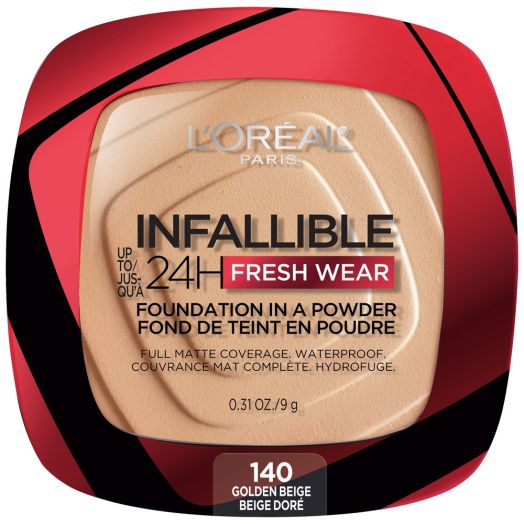 L'Oreal Paris Infallible Up to 24H Fresh Wear Foundation in a Powder, Golden Beige, 0.31 oz.