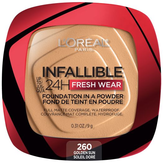 L'Oreal Paris Infallible Up to 24H Fresh Wear Foundation in a Powder, Golden Sun, 0.31 oz.