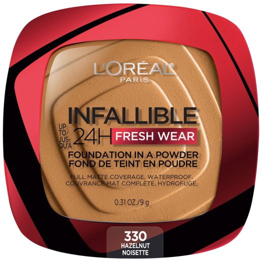 L'Oreal Paris Infallible Up to 24H Fresh Wear Foundation in a Powder, Hazelnut, 0.31 oz.