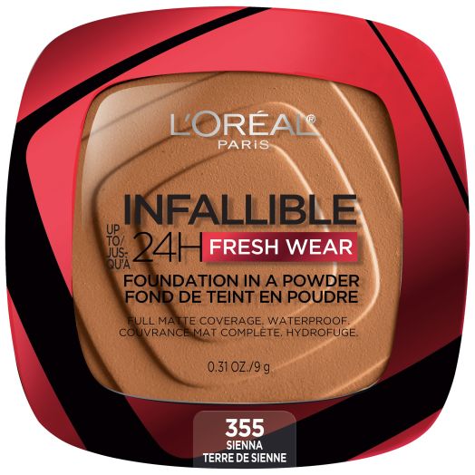 L'Oreal Paris Infallible Up to 24H Fresh Wear Foundation in a Powder, Sienna, 0.31 oz.