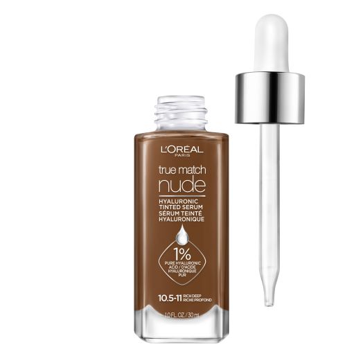 L'Oreal Paris True Match Hyaluronic Tinted Serum Foundation Makeup, Rich Deep 10.5-11, 1 fl oz