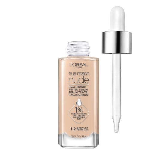 L'Oreal Paris True Match Hyaluronic Tinted Serum Foundation Makeup, 1-2.5 Rosy Light, 1 fl oz