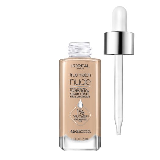 L'Oreal Paris True Match Hyaluronic Tinted Serum Foundation Makeup, 4.5-5.5 Rich Medium, 1 fl oz