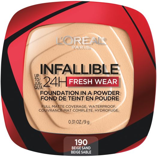 L'Oreal Paris Infallible Up to 24H Fresh Wear Foundation in a Powder, Beige Sand, 0.31 oz.