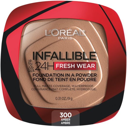 L'Oreal Paris Infallible Up to 24H Fresh Wear Foundation in a Powder, Amber, 0.31 oz.