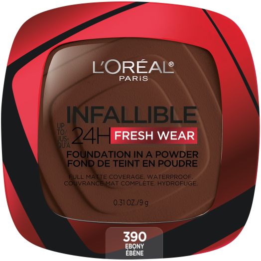 L'Oreal Paris Infallible Up to 24H Fresh Wear Foundation in a Powder, Ebony, 0.31 oz.