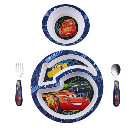 Disney Pixar Cars 3 Feeding Set Toddler Plate Bowl Knife & Fork Set