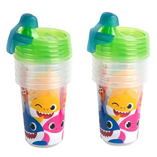 Take & Toss Baby Shark Sippy Cups with Lids - 10 Oz - 10 Cup Kids' Party Pack Includes 2 Travel Caps