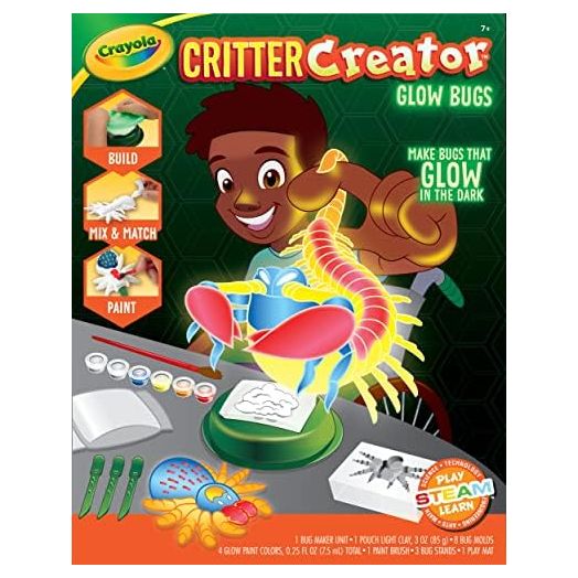 Crayola Glow in The Dark Critter Creator, Clay Bug Toy Kit for Kids, Fake Bug Molds, Includes Crayola Clay & Paint, Gift for Kids, Ages 7+